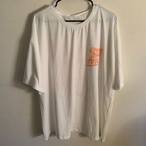 Sweaty Rocks Women's XL White with Orange Graphic Oversized Tee Shirt